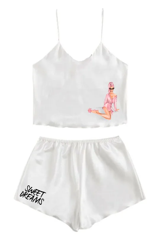 Satin Cami   Short Pajama Set - Lounge Collection