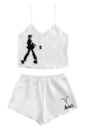 Satin Cami   Short ZODIAC Pajama Set - Neon, Classy, Hippy & Denim