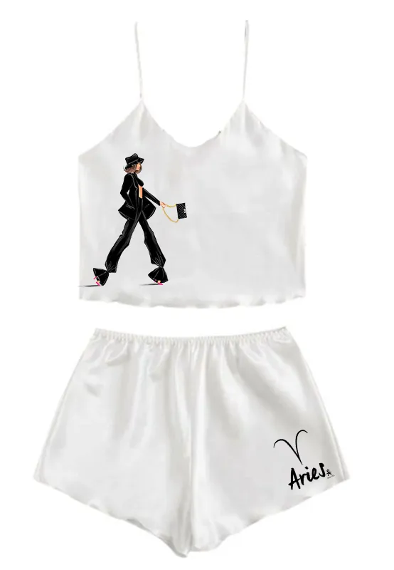 Satin Cami   Short ZODIAC Pajama Set - Neon, Classy, Hippy & Denim