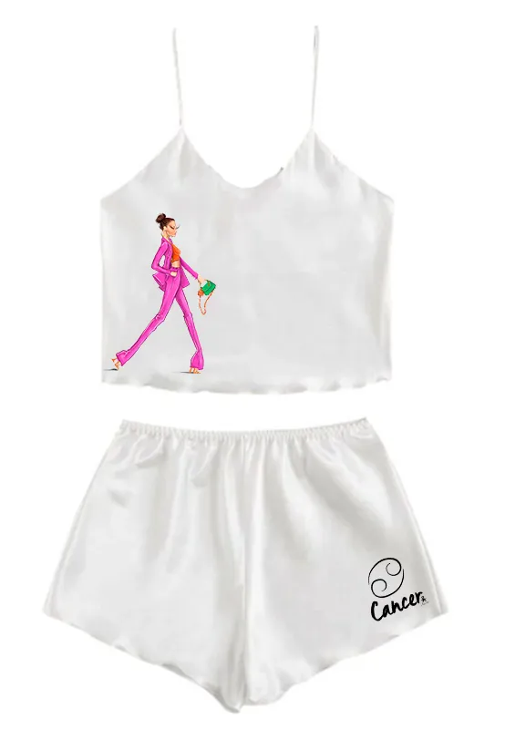 Satin Cami   Short ZODIAC Pajama Set - Neon, Classy, Hippy & Denim