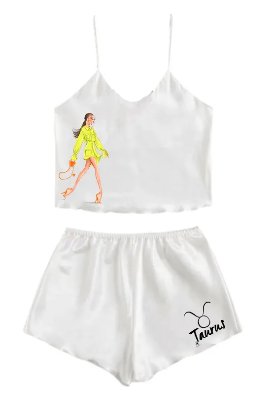 Satin Cami   Short ZODIAC Pajama Set - Neon, Classy, Hippy & Denim