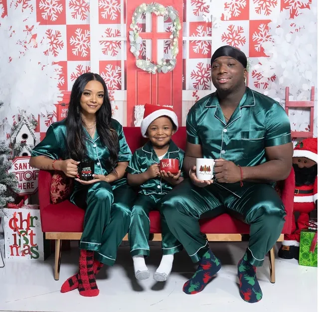 Satin Familly Matching Holiday Pajamas S L - vinyl monotype