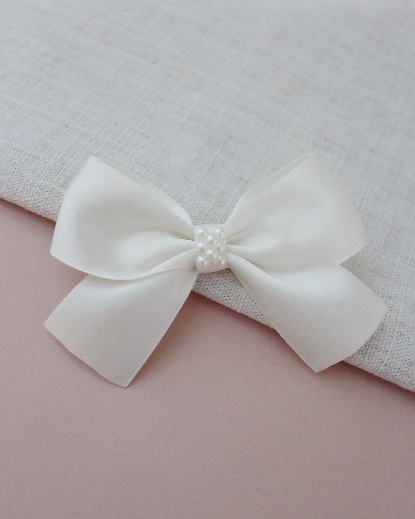 Satin Hair Bows with Pearls