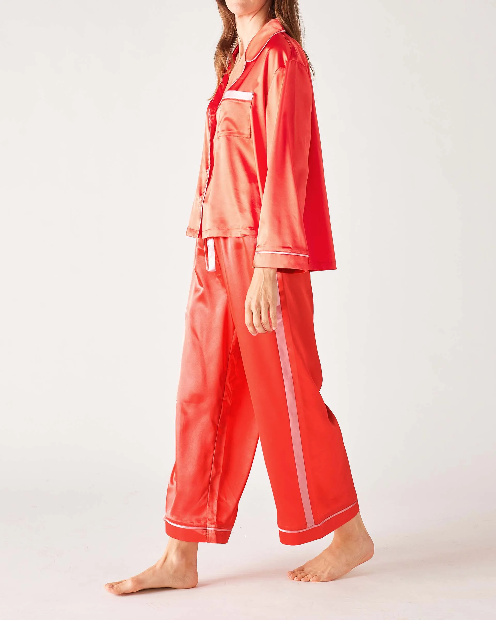 Satin Sailors Pajama Set - Sunset