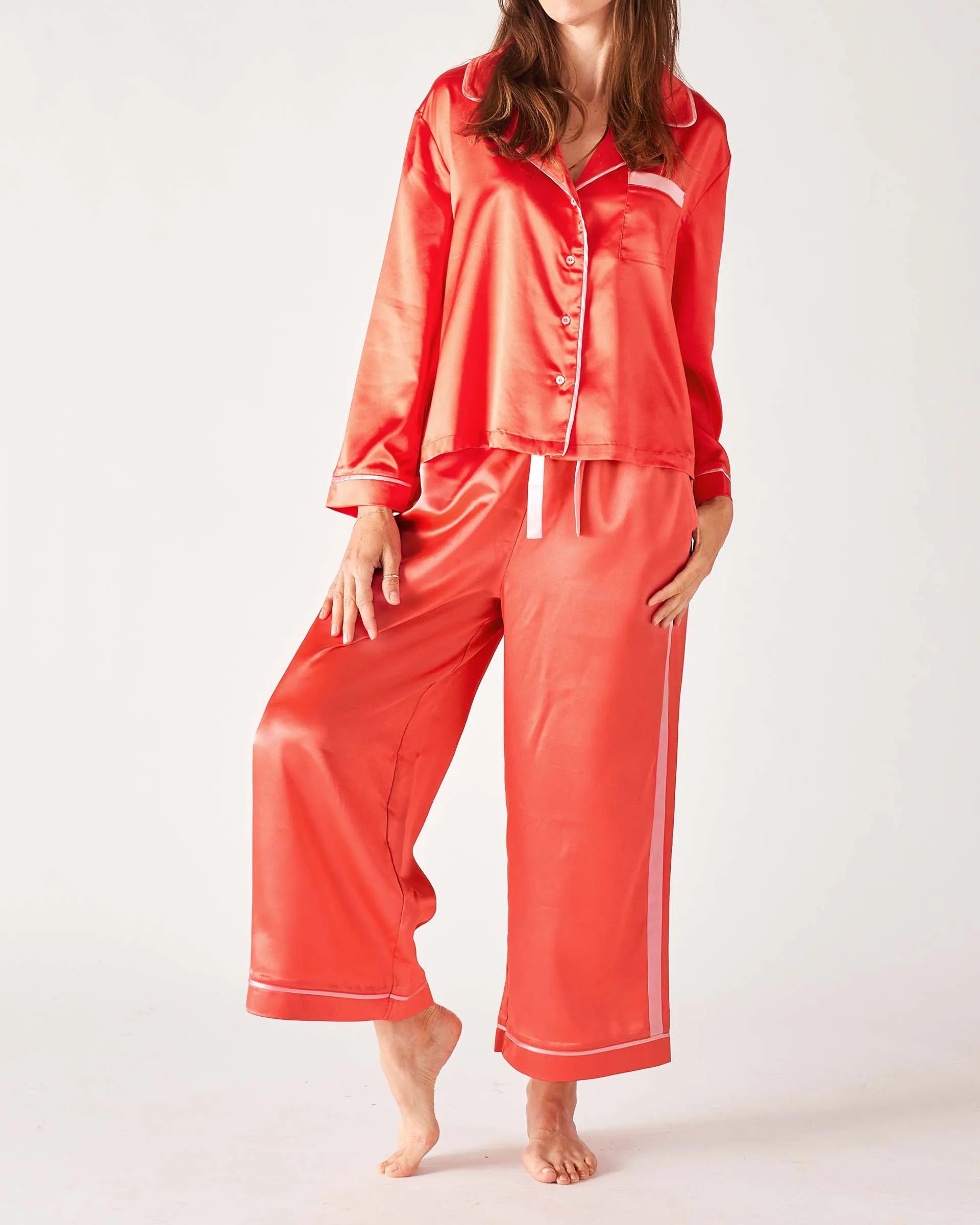 Satin Sailors Pajama Set - Sunset