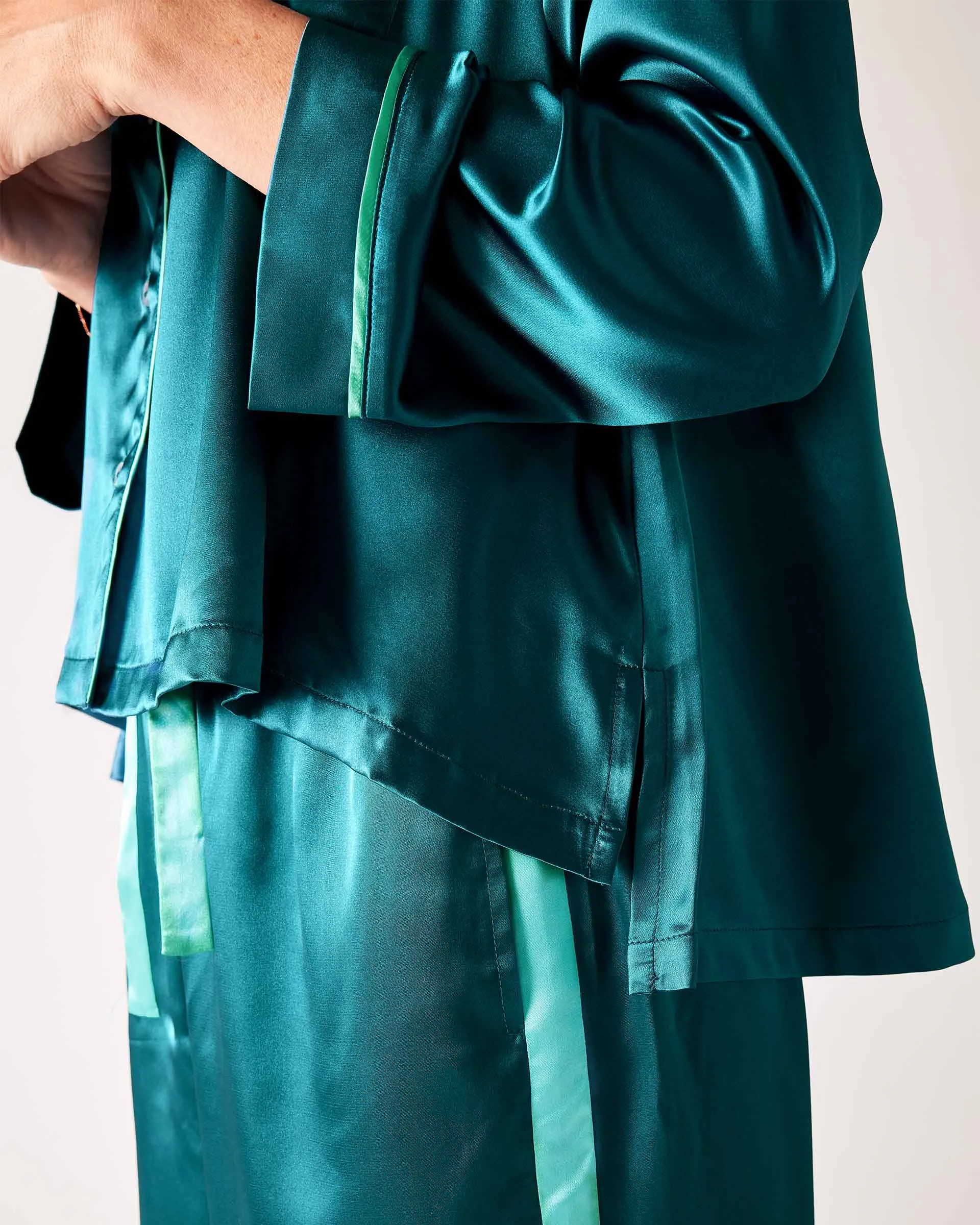 Satin Sailors Pajama Set - Teal
