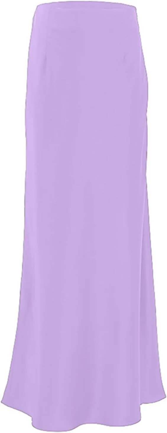 Satin Skirts for Women Elegant Elastic High Waist Business Casual Flowy A Line Bodycon Maxi Long Skirt Dresses
