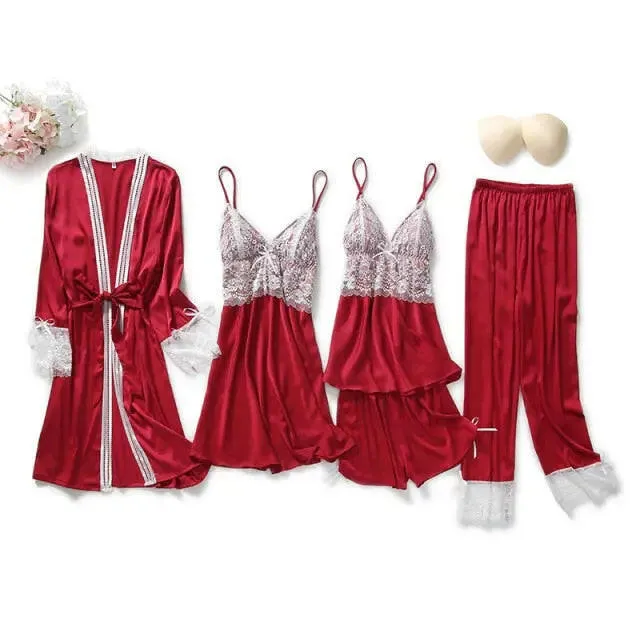Satin Sleepwear 5 Pcs Pajama