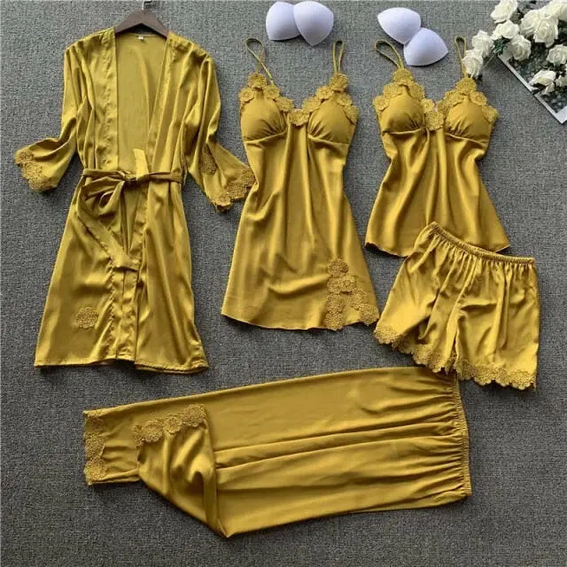 Satin Sleepwear 5 Pcs Pajama