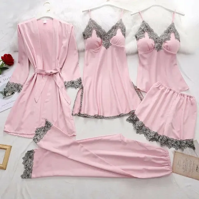 Satin Sleepwear 5 Pcs Pajama
