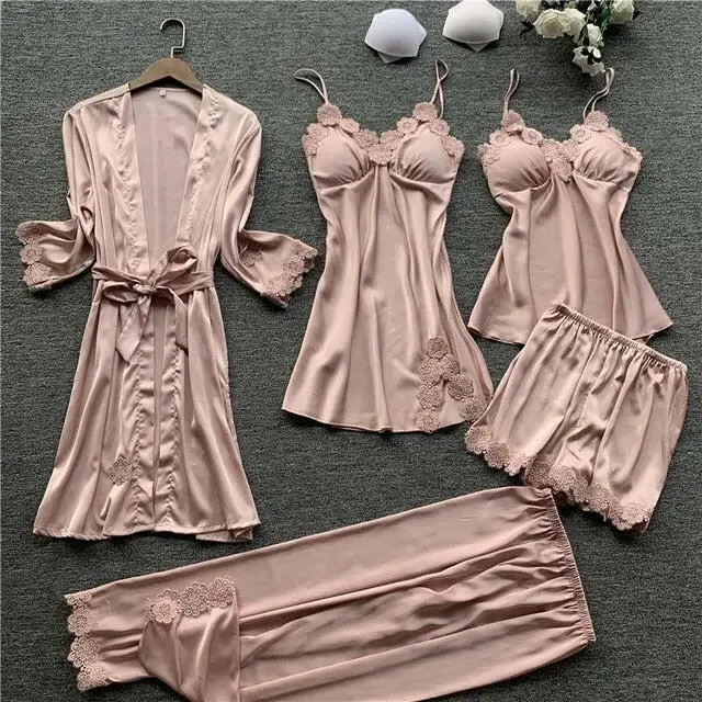 Satin Sleepwear 5 Pcs Pajama