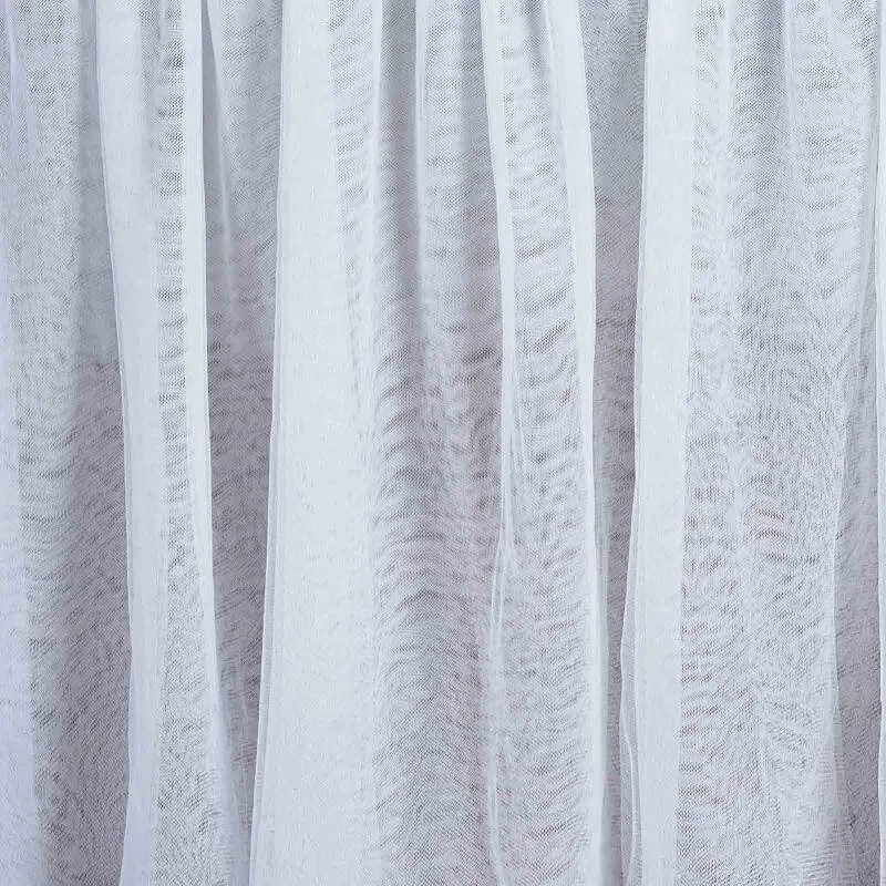 Satin Tulle Round Tablecloth 120" White 3 Layer Tutu Skirt with Stylish Pleated Detailing