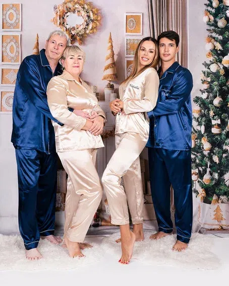 Satin Xmas Family Matching Pajamas L L- vinyl monotype