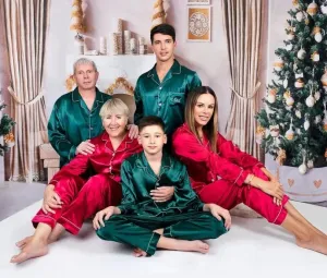Satin Xmas Family Matching Pajamas L L- vinyl monotype