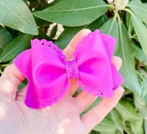 Scalloped Neon Purple Jelly Pool Bow Headband | Hair Clip
