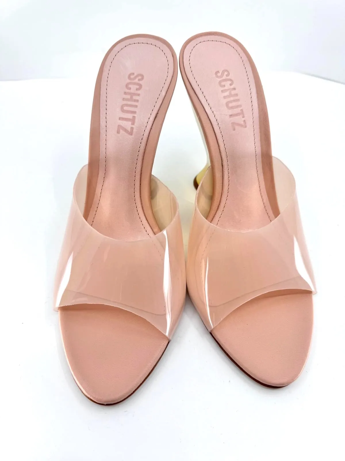 SCHUTZ APRILL VINYL WEDGE HEEL SANDALS