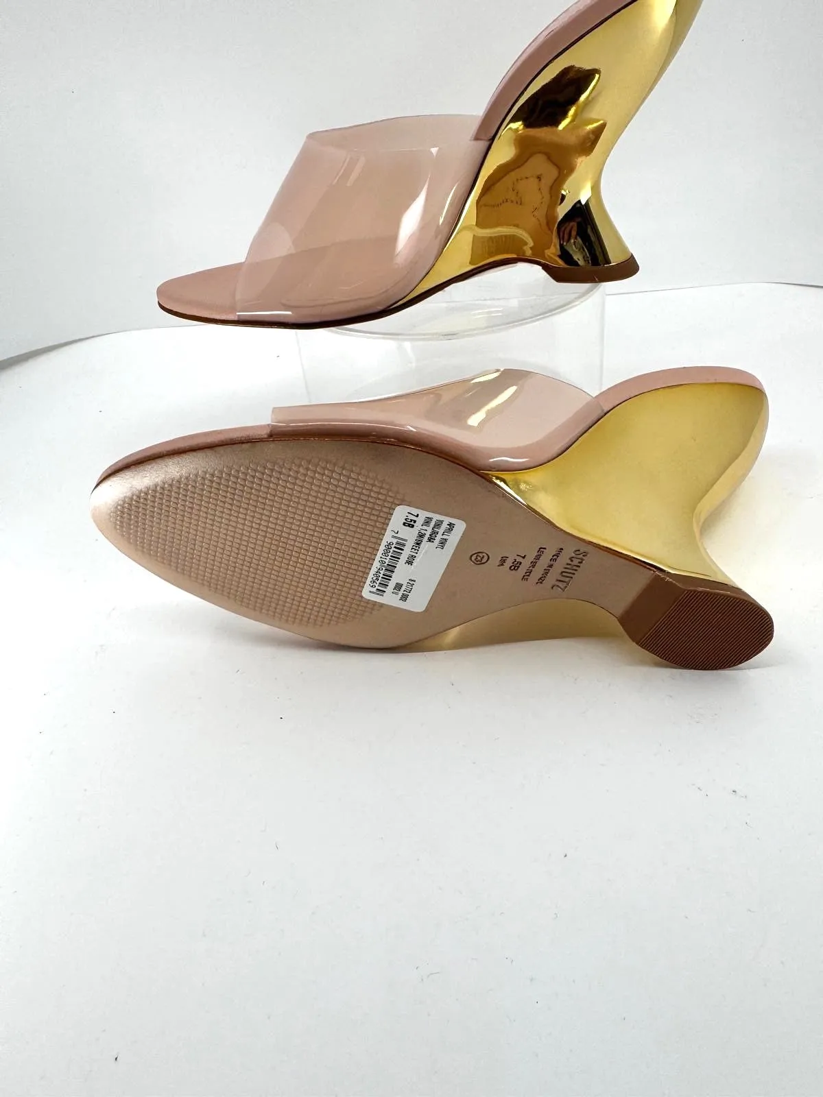 SCHUTZ APRILL VINYL WEDGE HEEL SANDALS