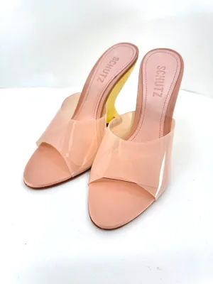 SCHUTZ APRILL VINYL WEDGE HEEL SANDALS