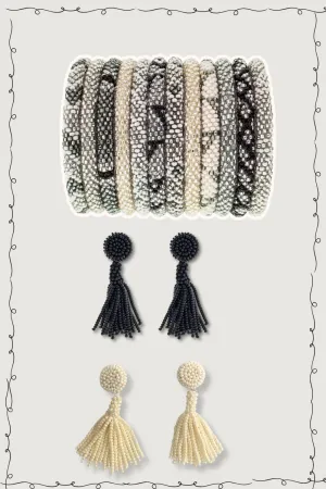 Seed Bead Tassel Earrings