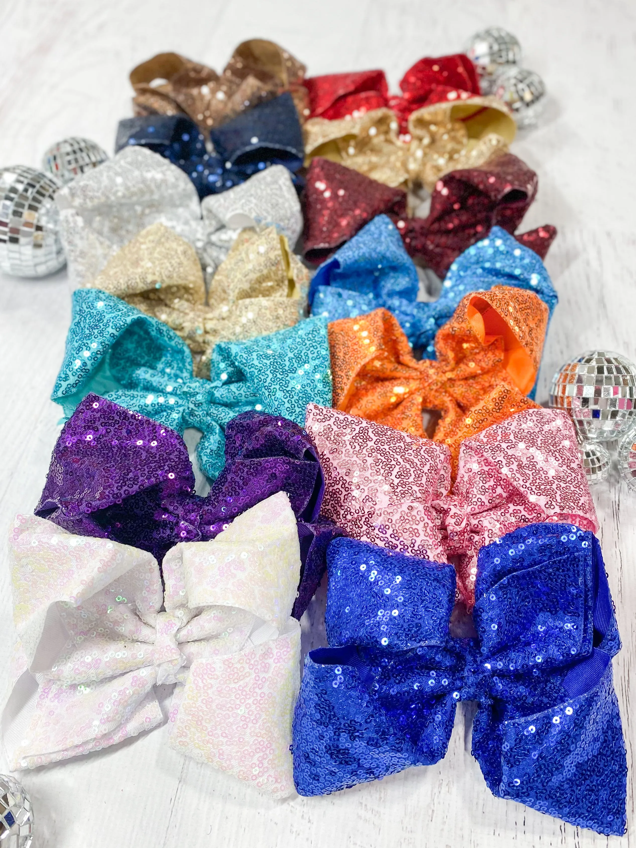 Sequin Texas Size Hair Bows - Alligator Clip - 6.5"