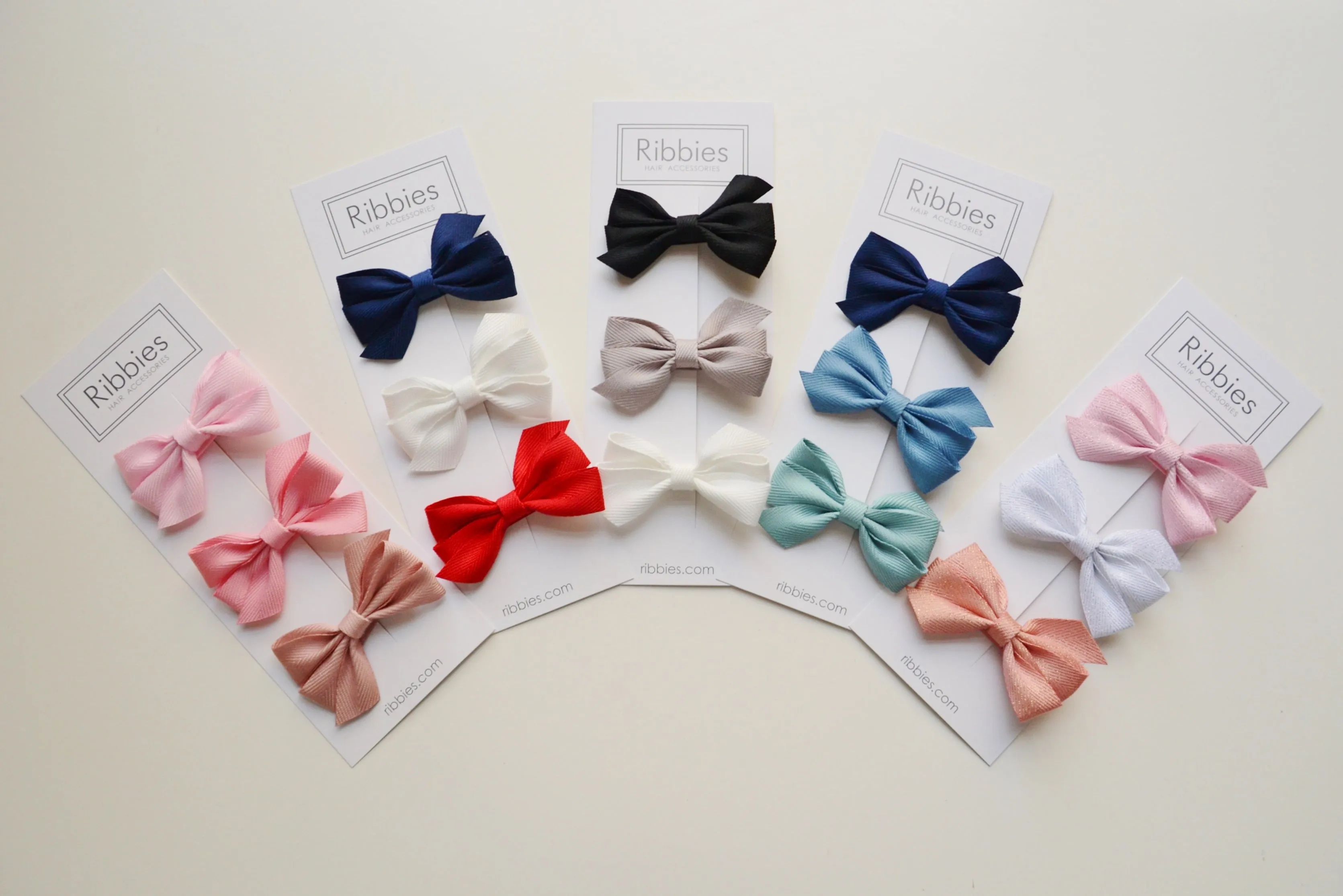 Set of 3 Medium Triple Bows - Navy, White & Red