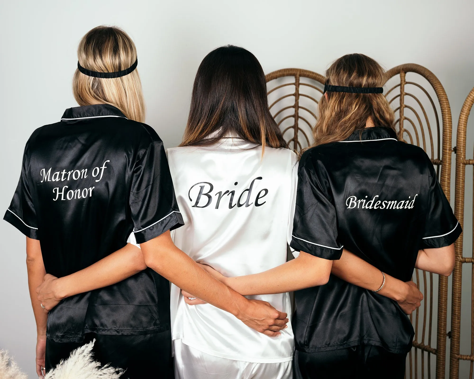 Set of 7 Custom Satin Bridesmaids Pajamas for Sleepover Bachelorette Party - Short   short