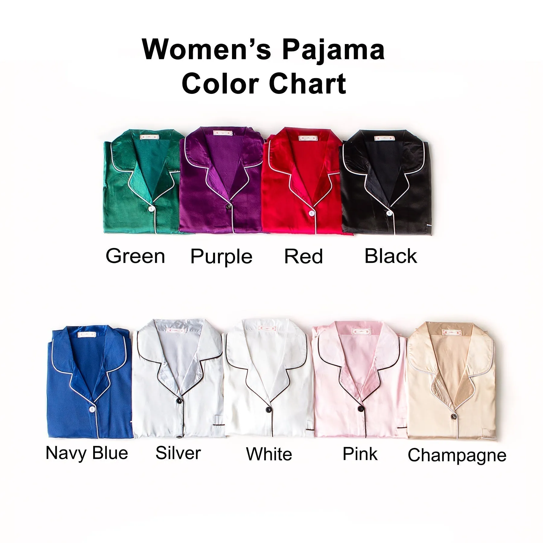 Set of 7 Custom Satin Bridesmaids Pajamas for Sleepover Bachelorette Party - Short   short