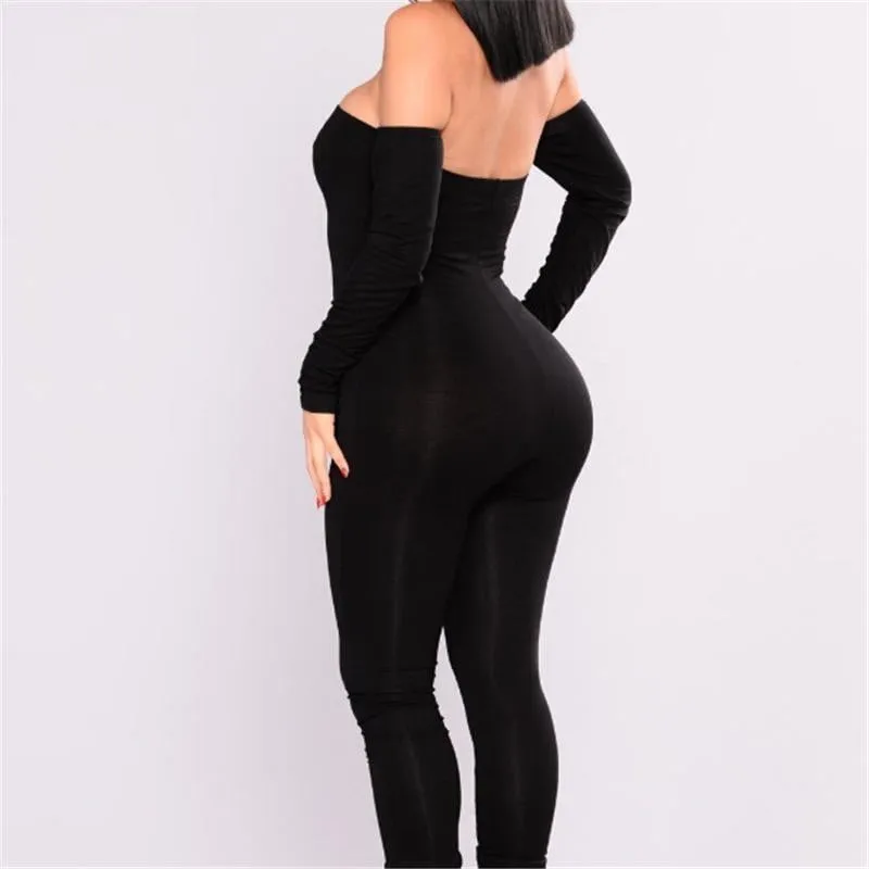 Sexy Back Off Shoulder Long Sleeve Romper