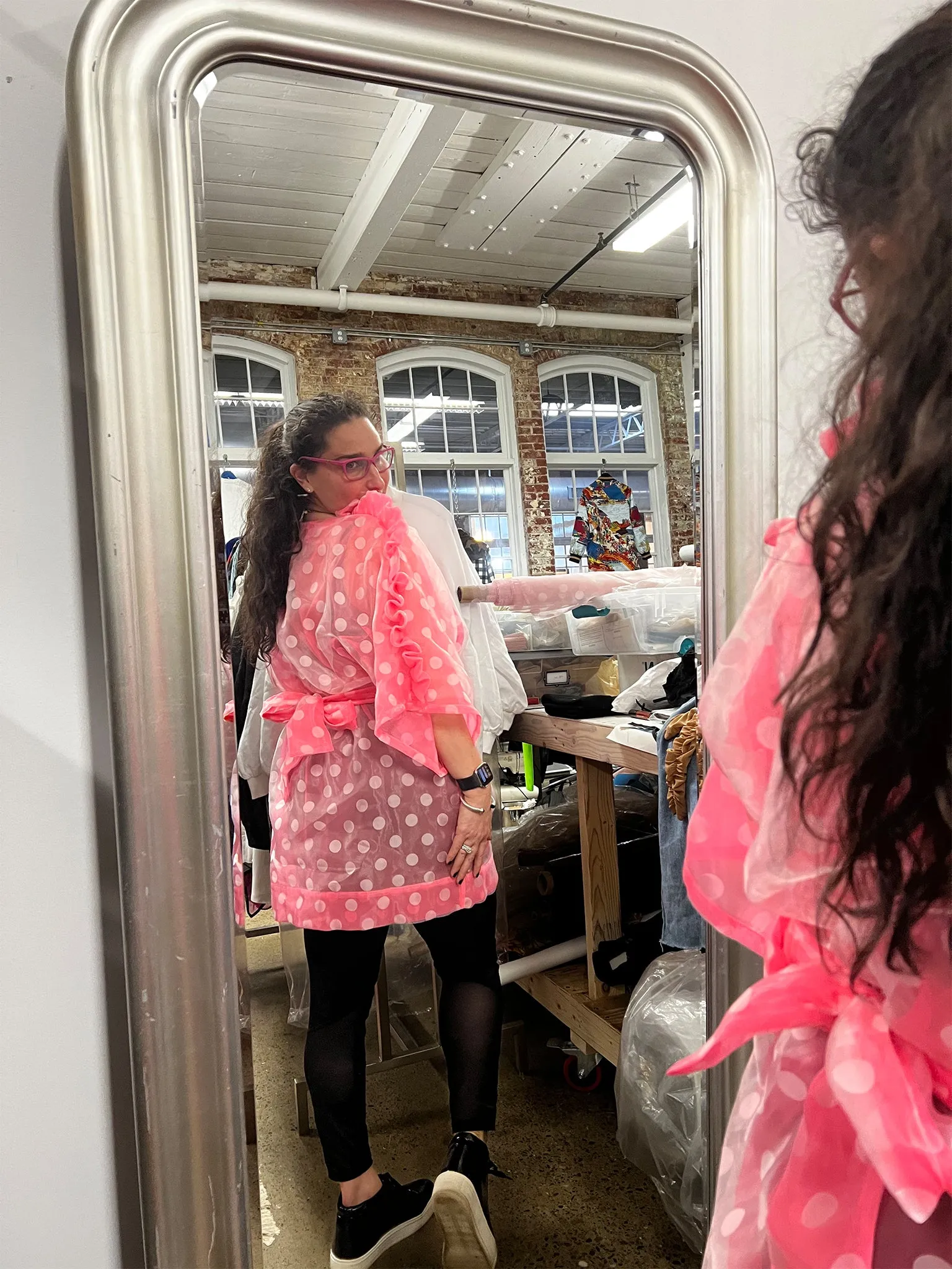 Sheer Ruffle Kimono Dress in Pink