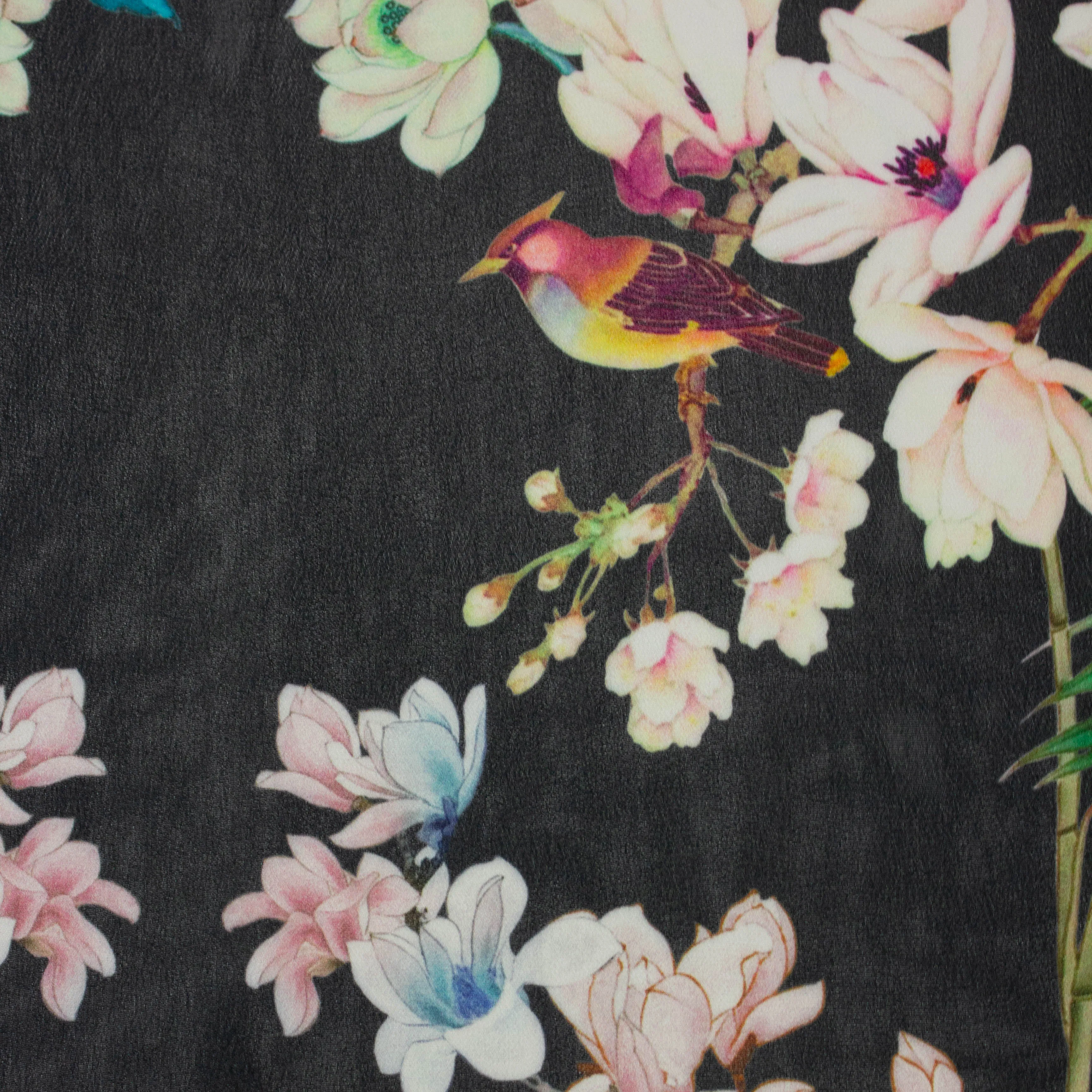 Sibre Black Floral Polyester Voile