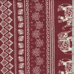 Sienna/White Elephant Stripe Double Brushed Jersey Knit Fabric