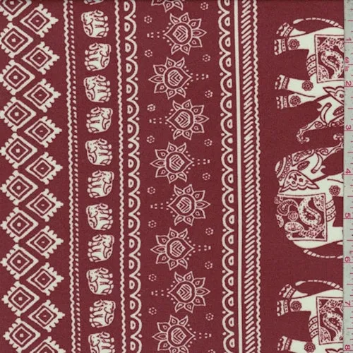 Sienna/White Elephant Stripe Double Brushed Jersey Knit Fabric