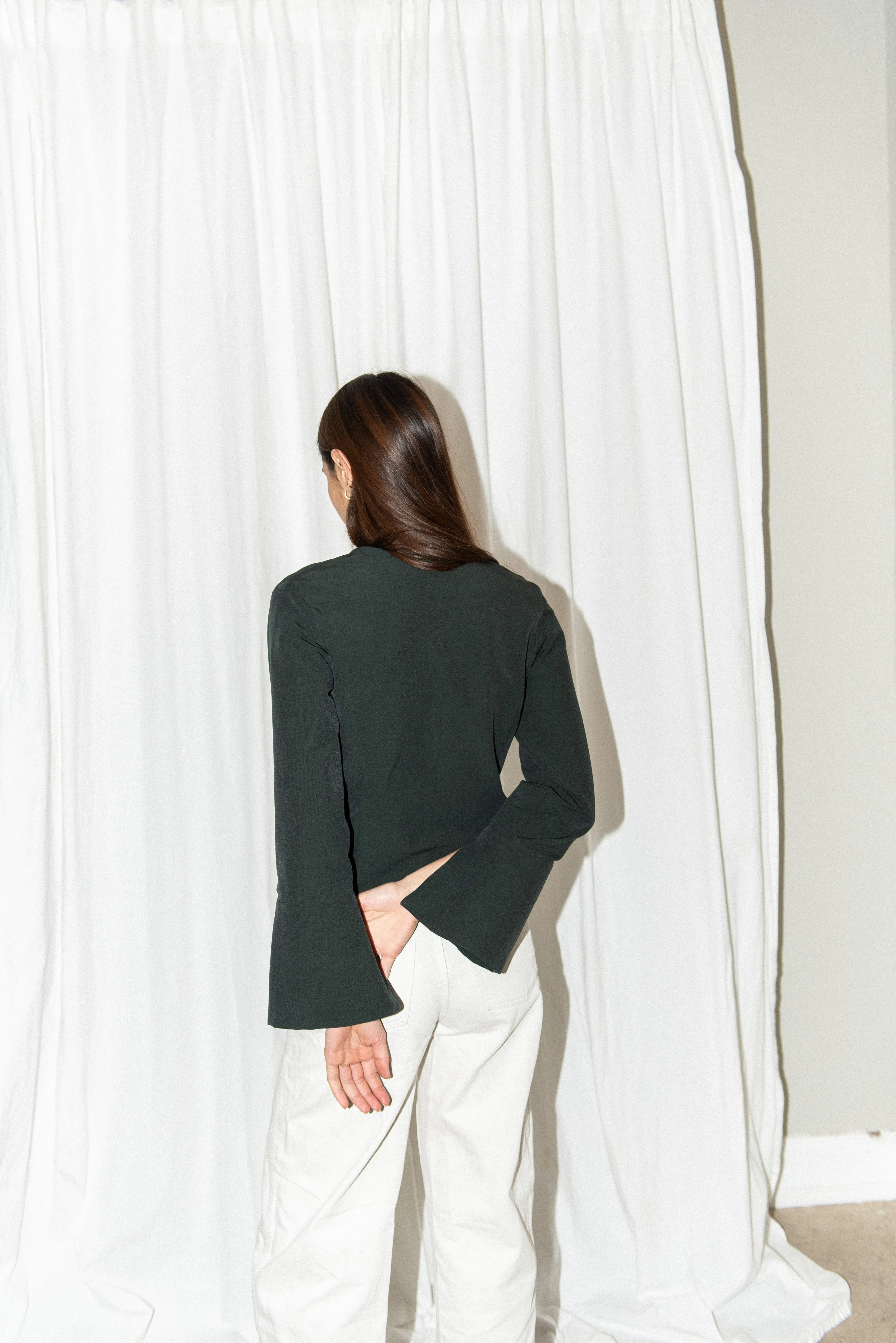 Silhouette Blouse with Trumpet Sleeve