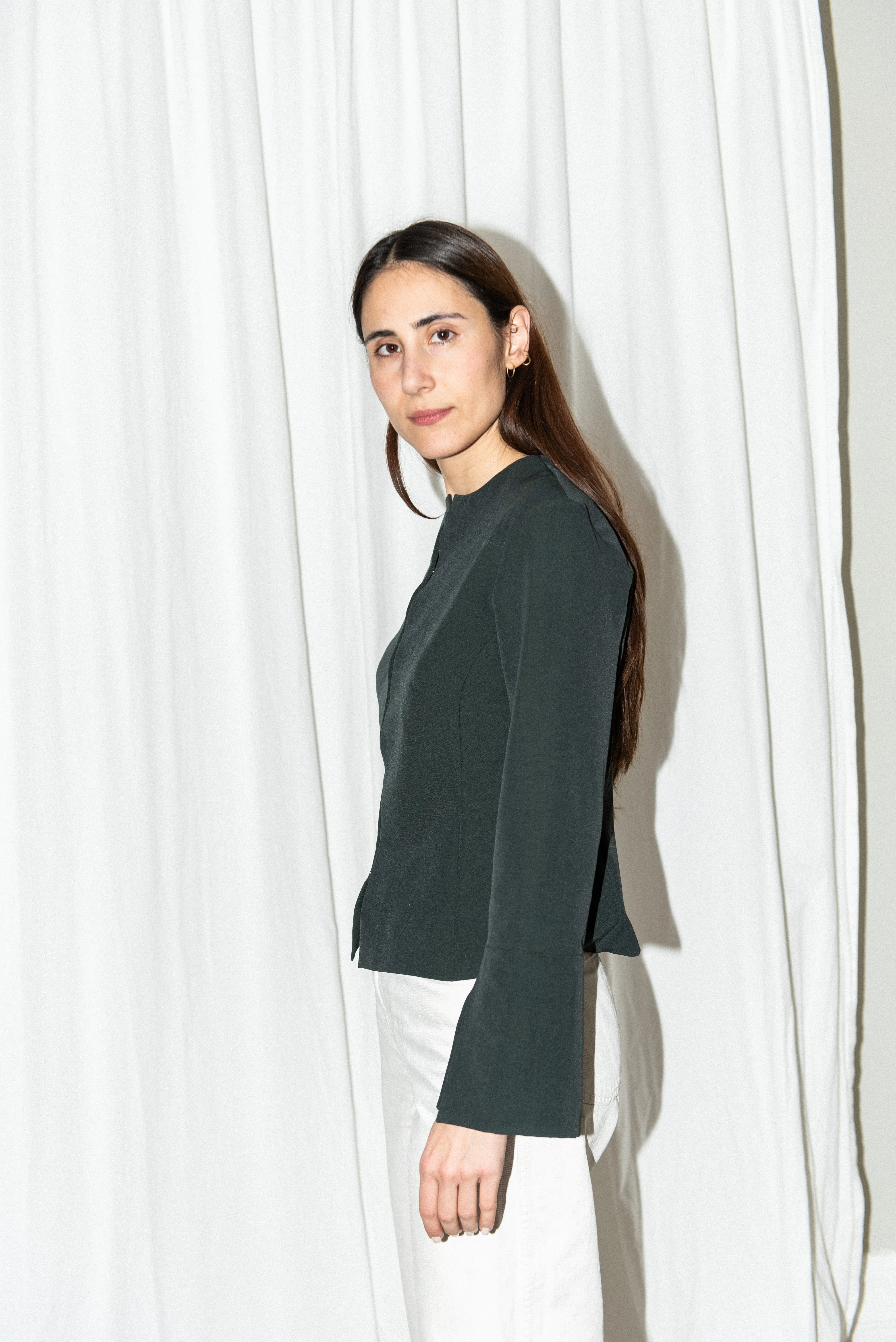 Silhouette Blouse with Trumpet Sleeve