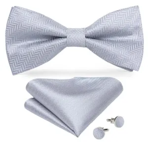 Silver Chevron Matching Bowtie Set (3pc)