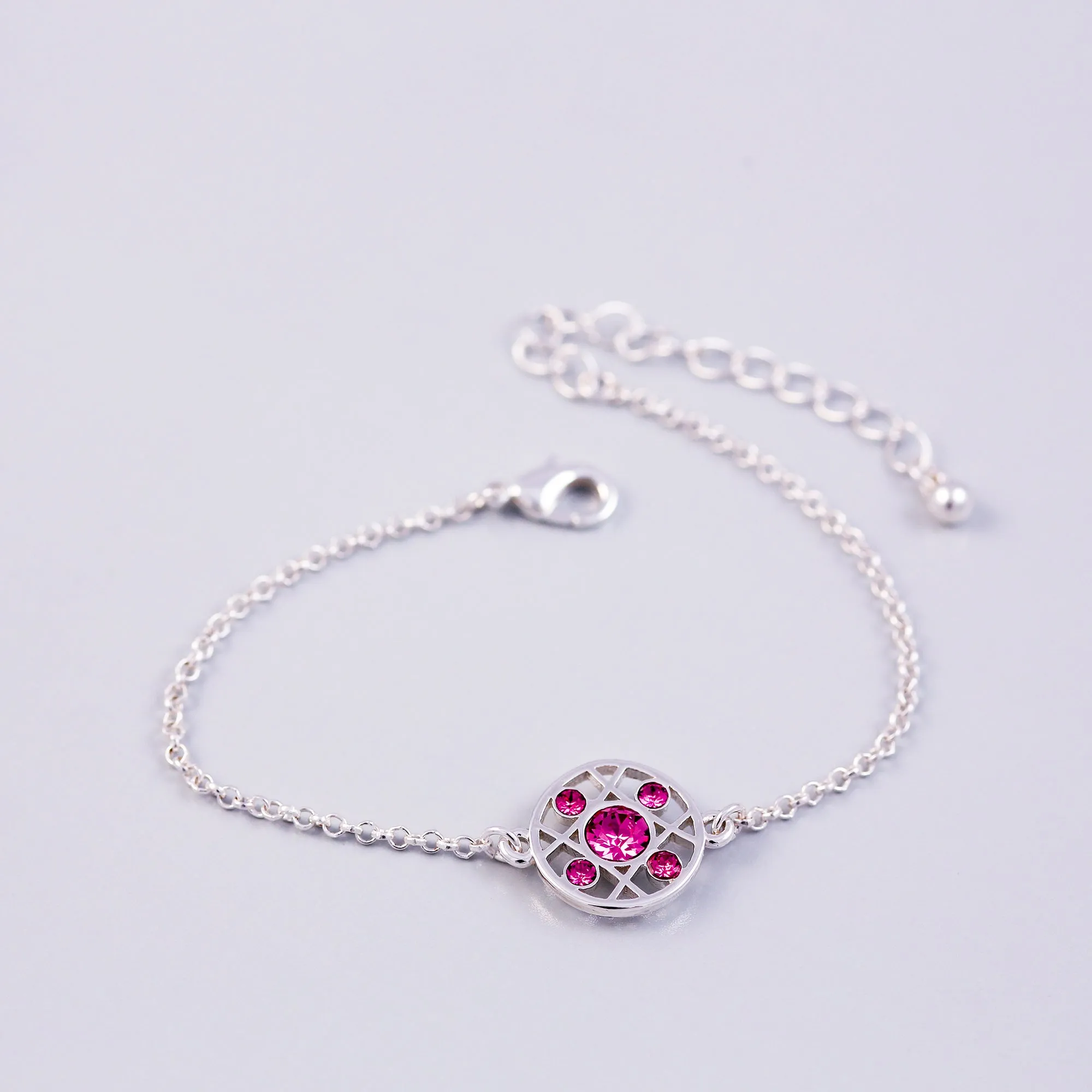 Silver Rose October Birthstone Hugs & Kisses Bracelet