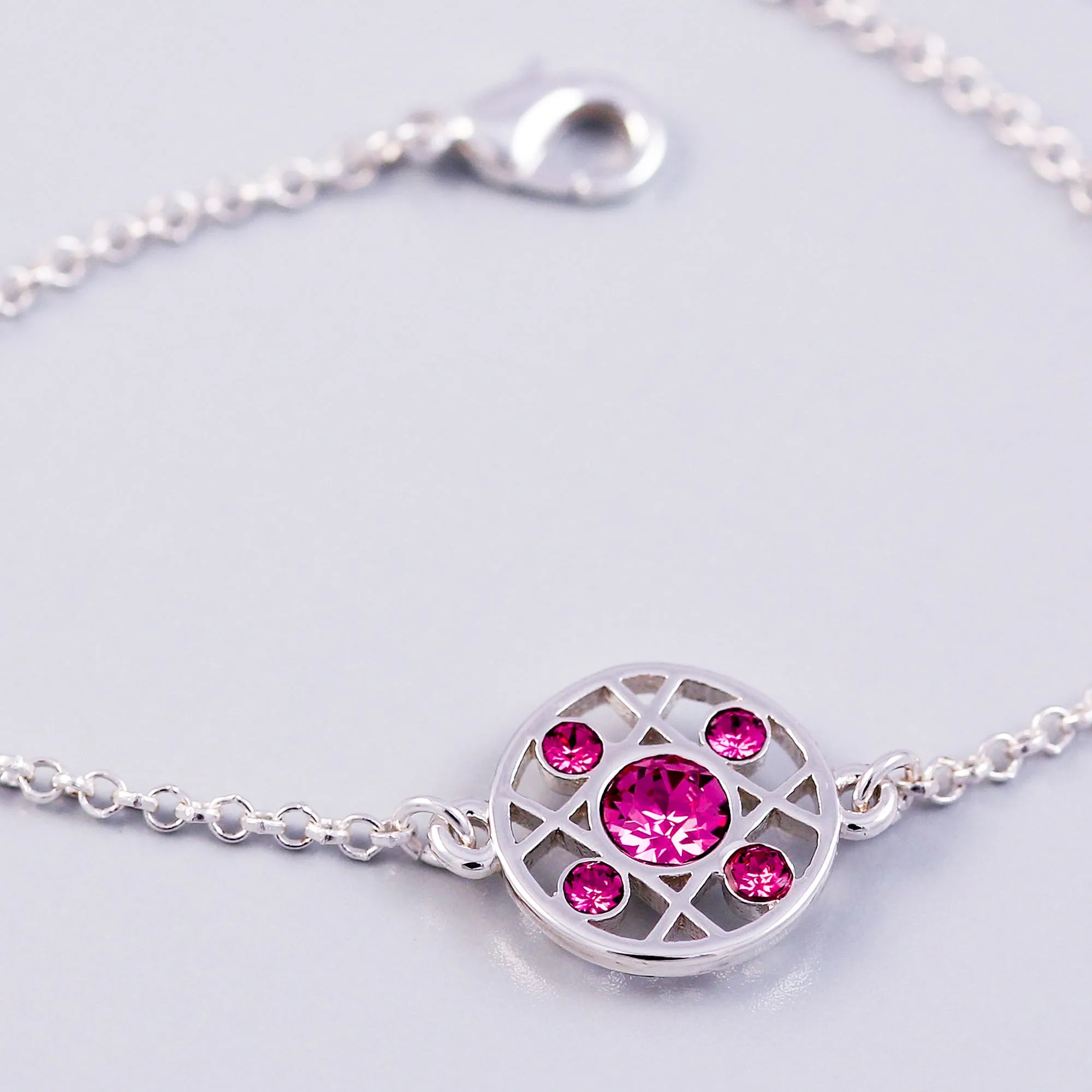 Silver Rose October Birthstone Hugs & Kisses Bracelet