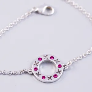 Silver Rose October Birthstone XOXO Circle Bracelet