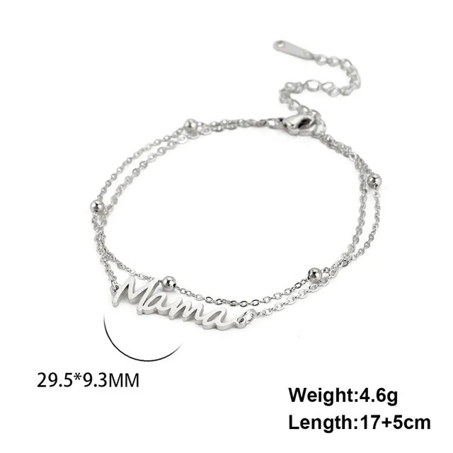 Silver Stainless Steel “Mama” Bracelet