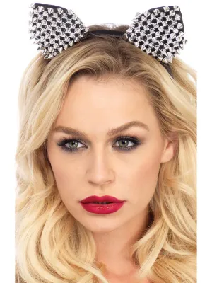 Silver Studded Cat Ears Costume Accessory
