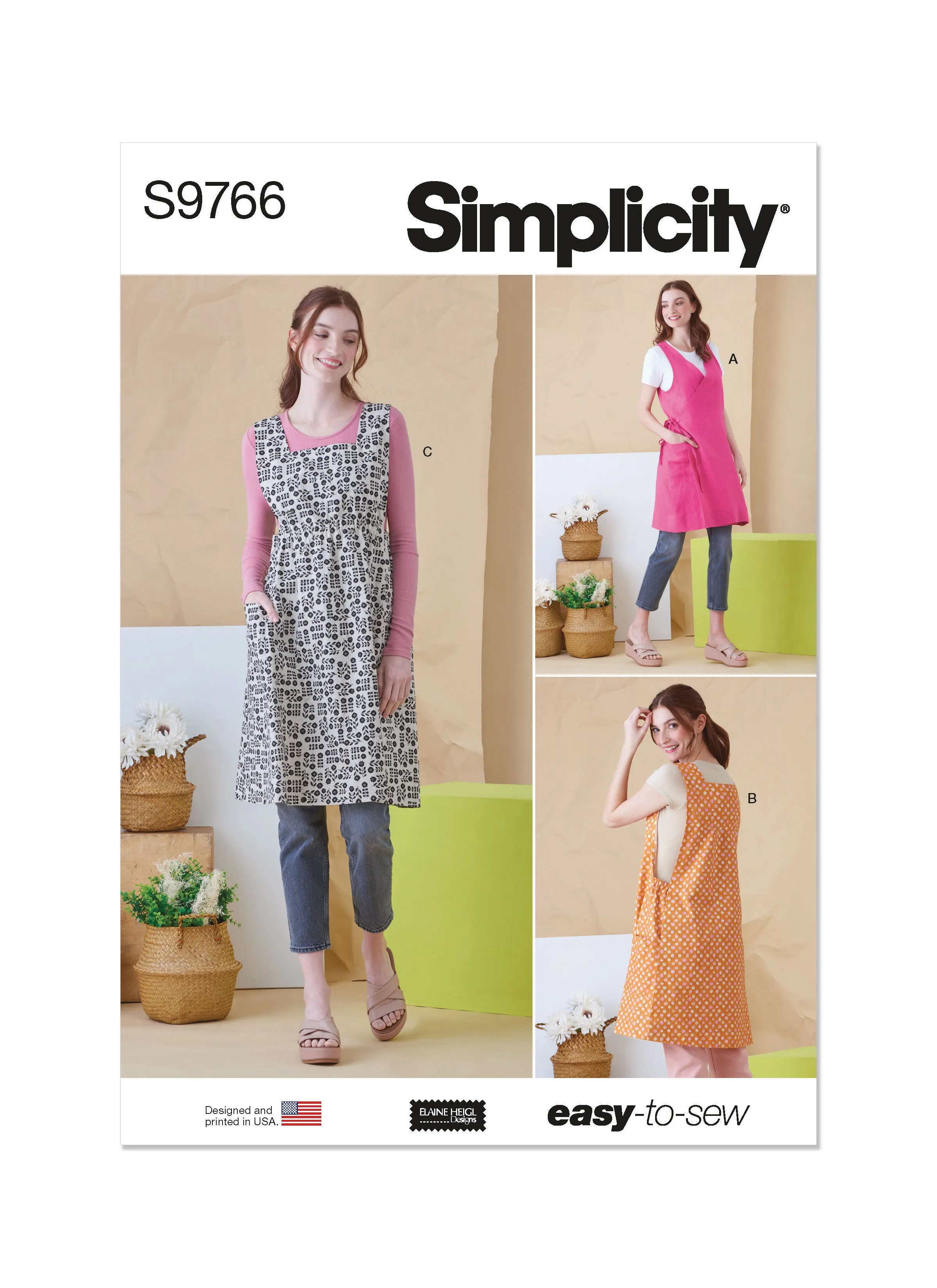 Simplicity 9766 sewing pattern Misses' Tabard Aprons by Elaine Heigl Designs