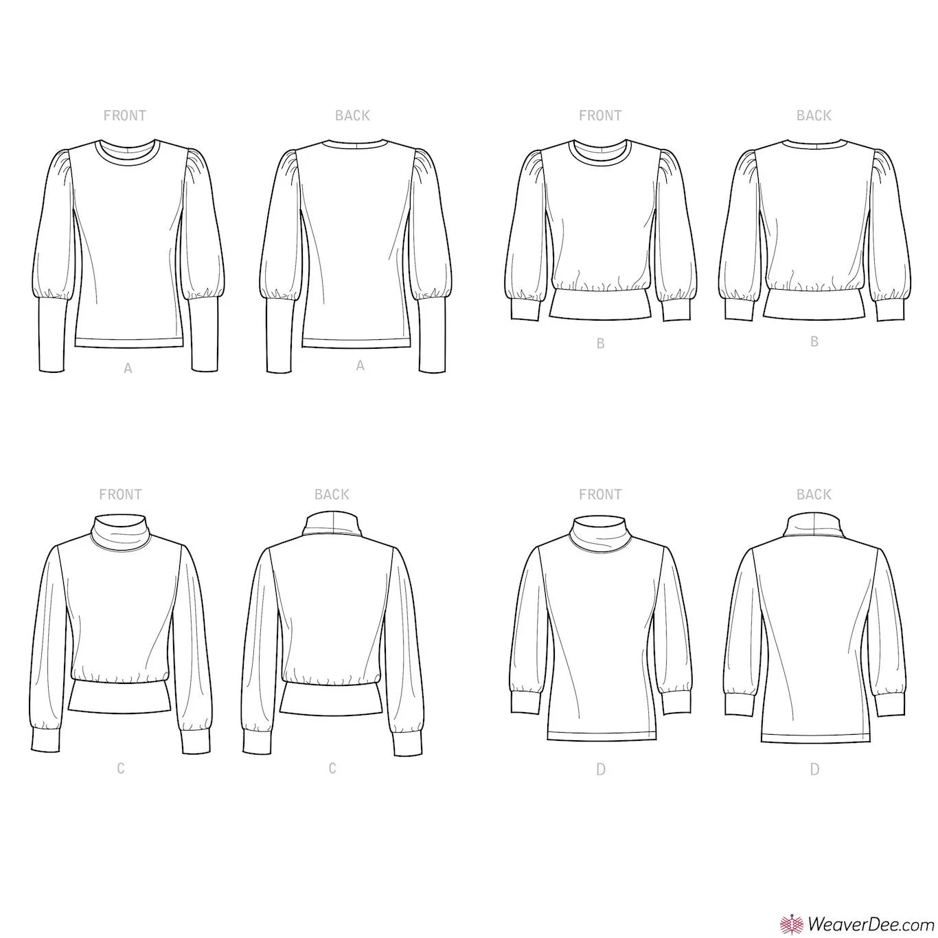 Simplicity Pattern S9385 Misses' Knit Tops with Length & Sleeve Variations