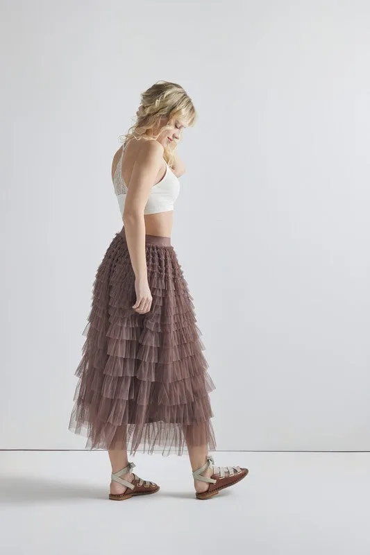 Sized Ruffled Tulle Skirt-9912