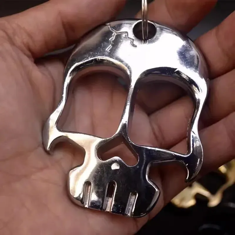 Skull Head Self Defense Knuckles Keychain