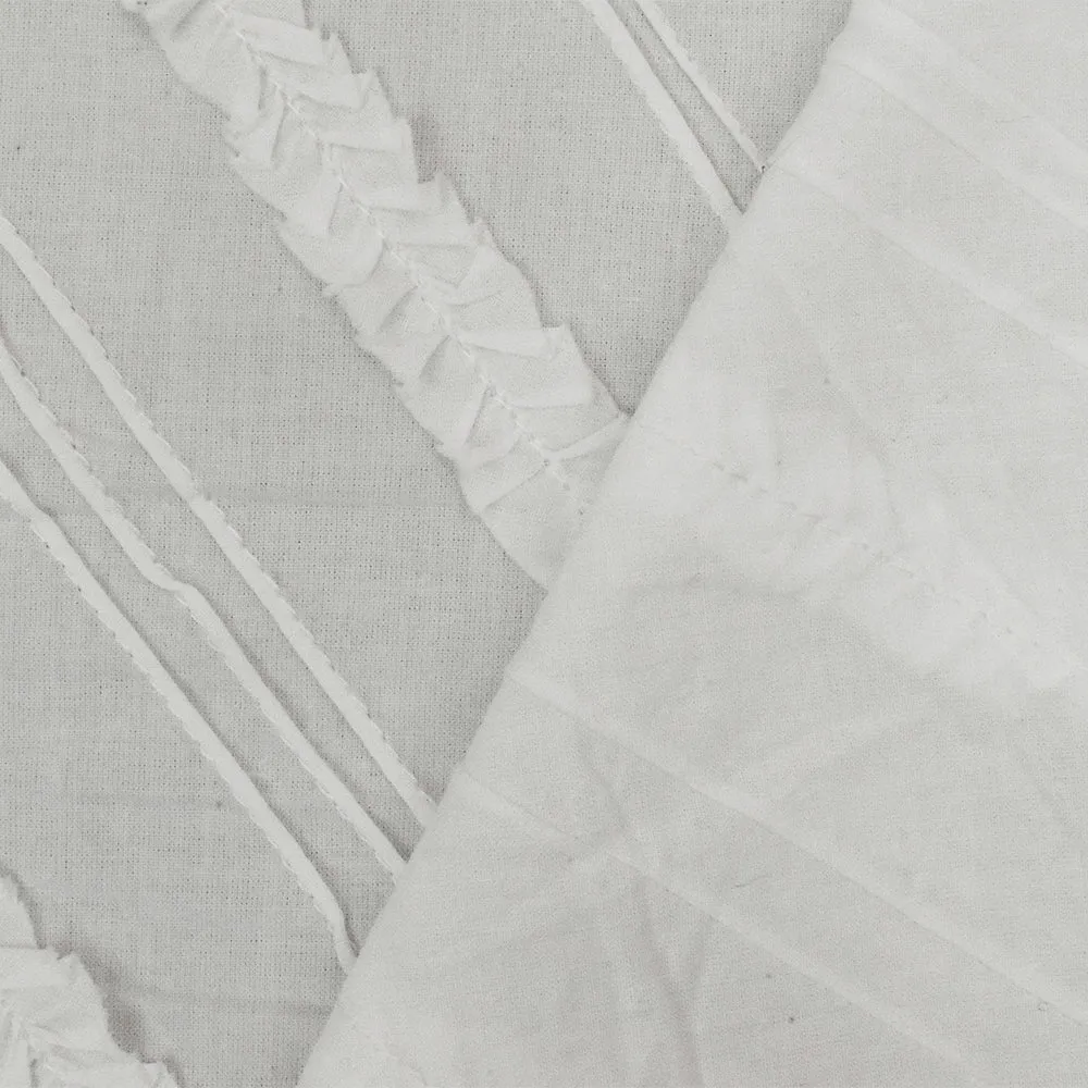 Slate White Diagonal Stripe Ruffle Cotton Woven Fabric