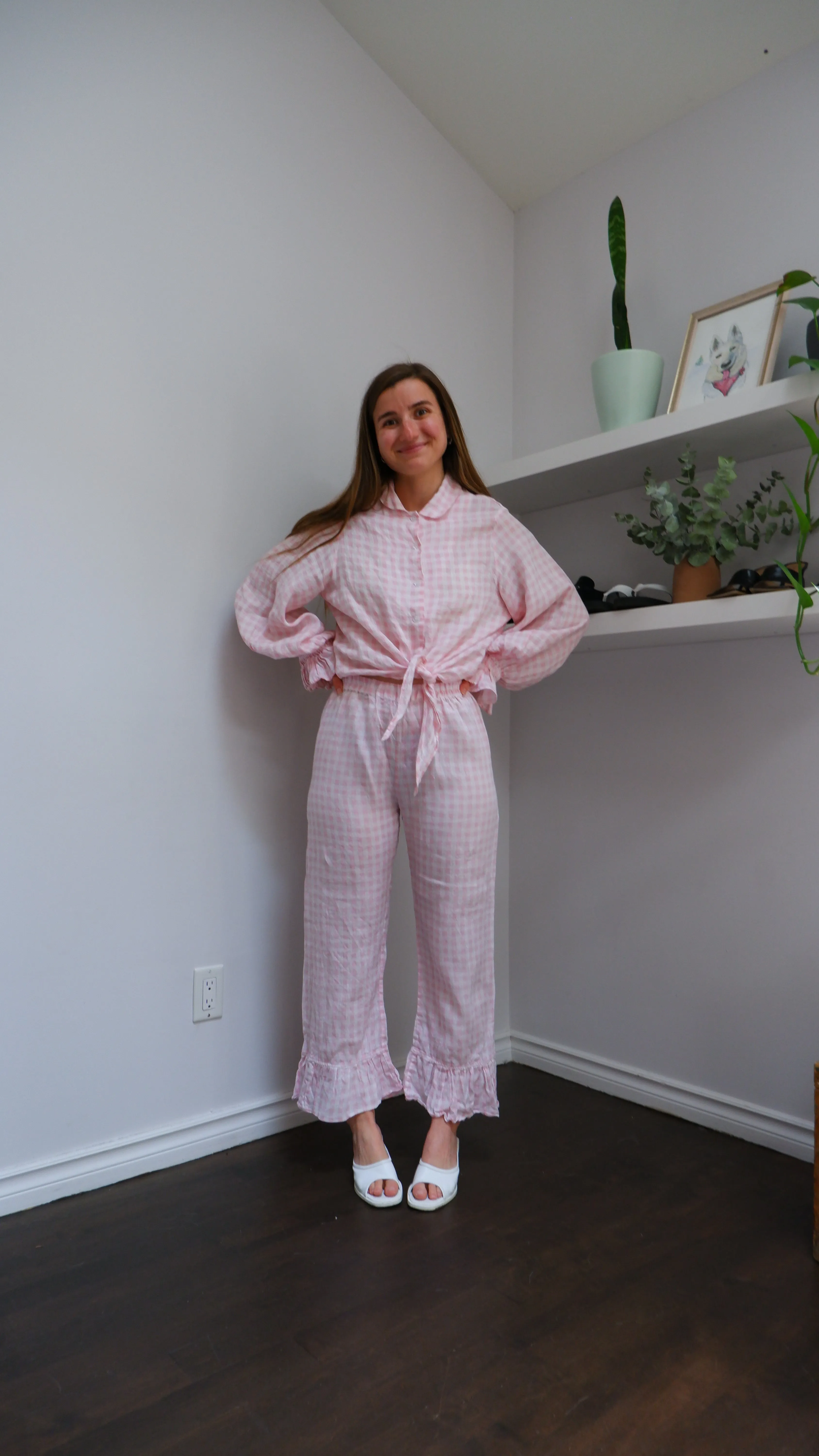 Sleeper Rumba Linen Lounge Suit in Pink Vichy - XS/S
