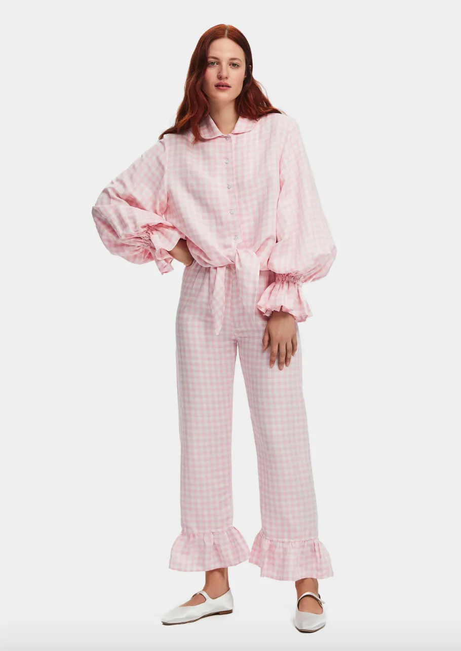 Sleeper Rumba Linen Lounge Suit in Pink Vichy - XS/S