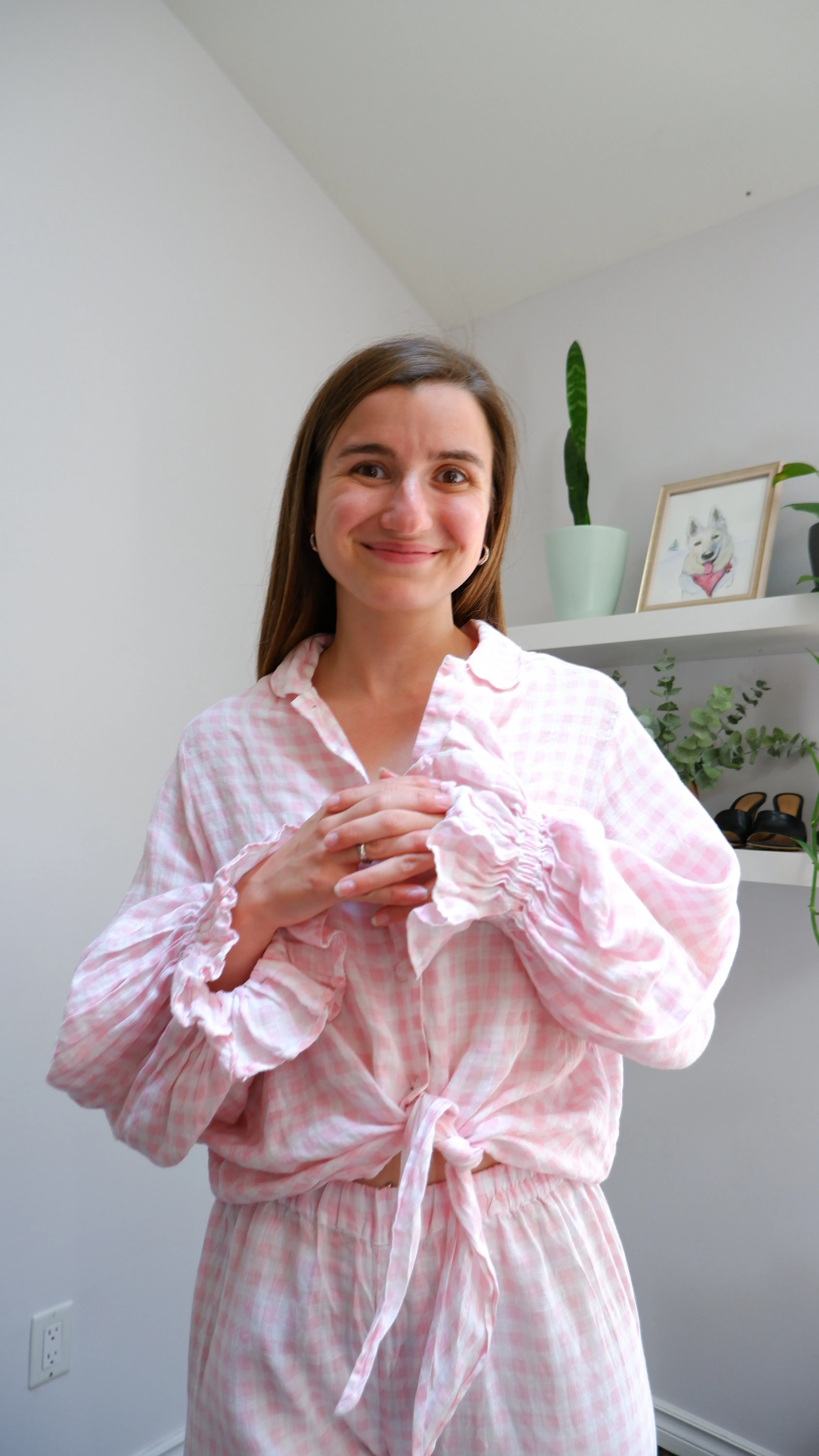 Sleeper Rumba Linen Lounge Suit in Pink Vichy - XS/S