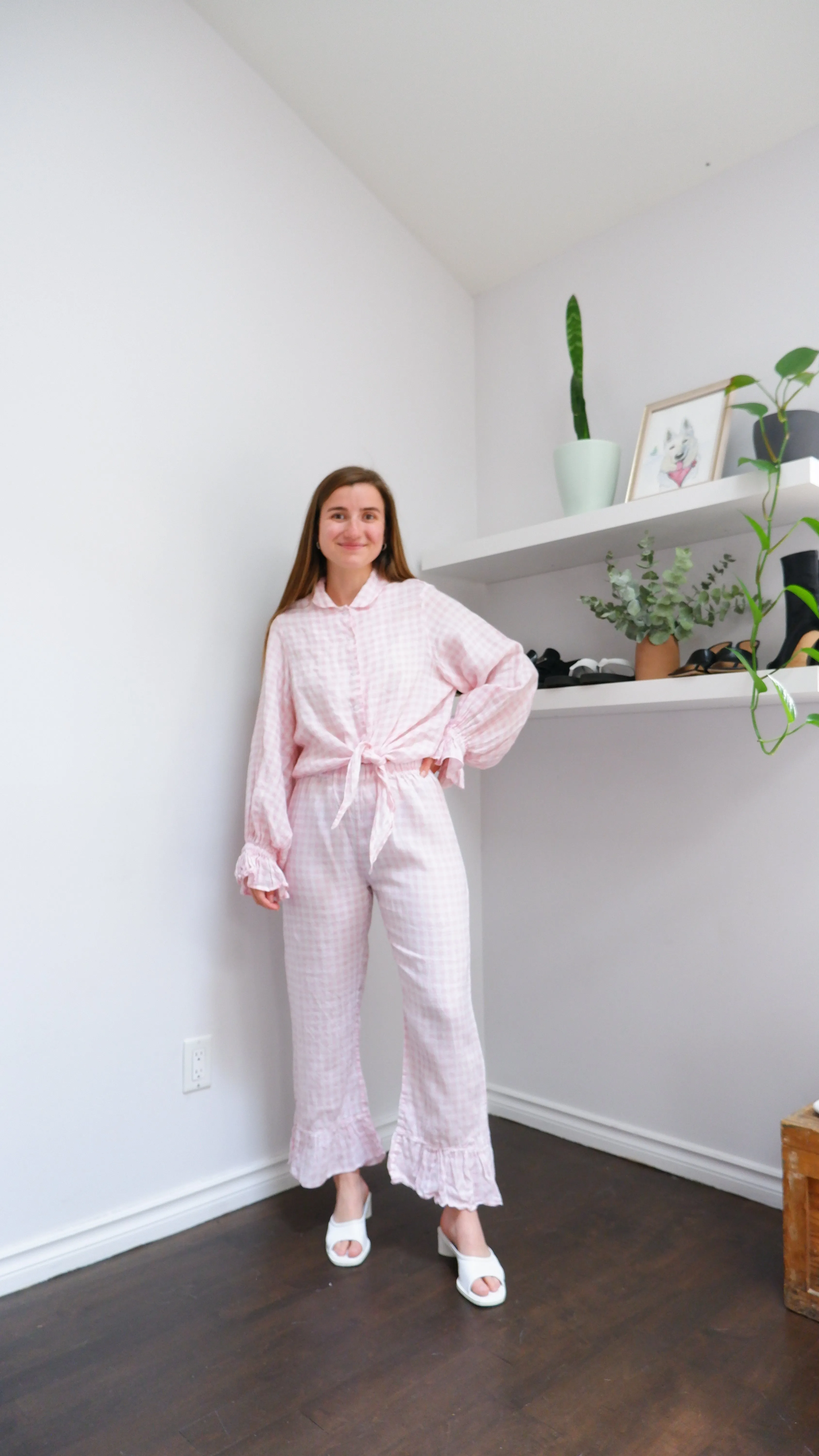 Sleeper Rumba Linen Lounge Suit in Pink Vichy - XS/S