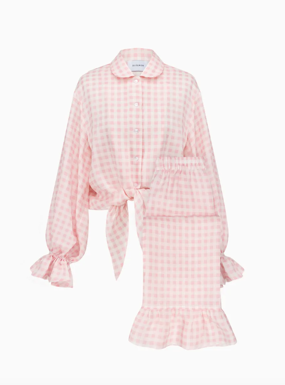 Sleeper Rumba Linen Lounge Suit in Pink Vichy - XS/S